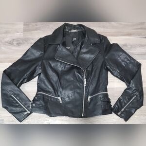 A.N.A Black Faux Leather Motorcycle Jacket Size Medium  New With Tags